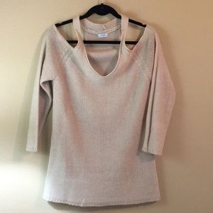 Tobi cold shoulder v neck sweater